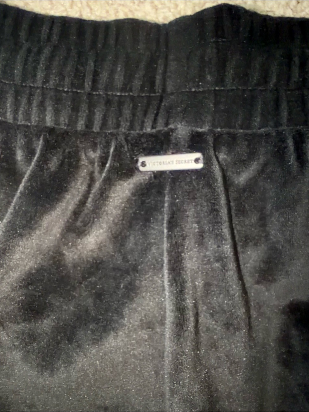 Victoria’s Secret Black Velour Diamanté Snap-Trim Wide Leg Pants - Medium - Picture 5 of 7